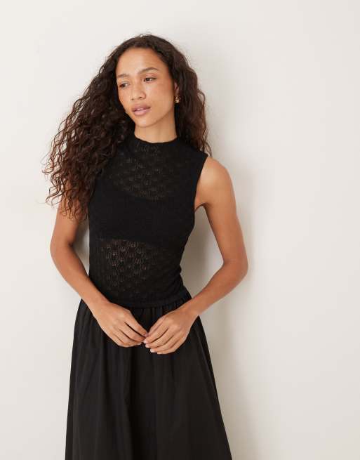 VRG GRL textured body midaxi dress in black, 4 of 4