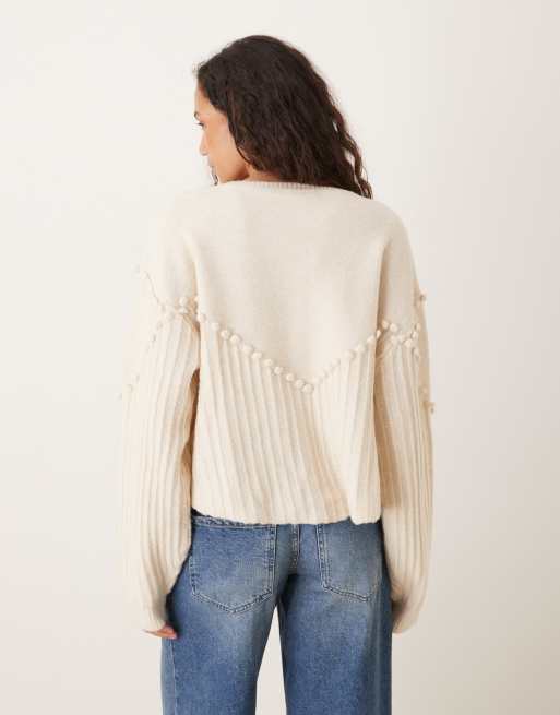 VRG GRL textured cardigan in cream, 2 of 4