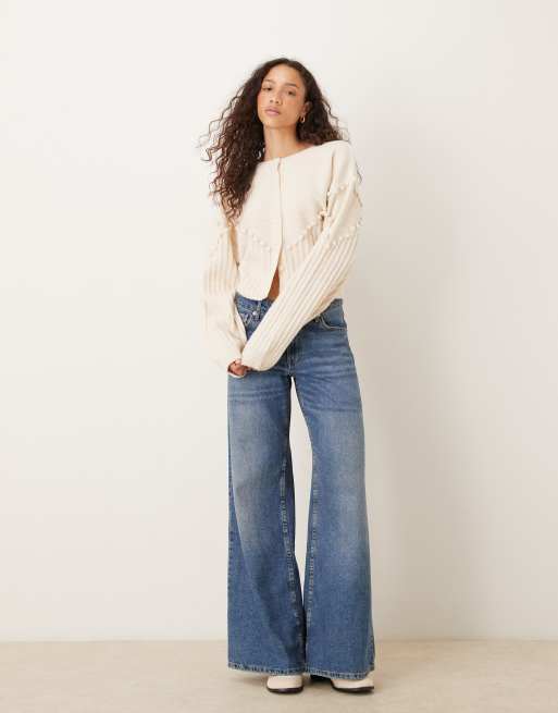 VRG GRL textured cardigan in cream, 4 of 4