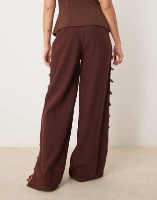 VRG GRL TIA LINEN MIX PANTS WITH BEAD DETAILING 