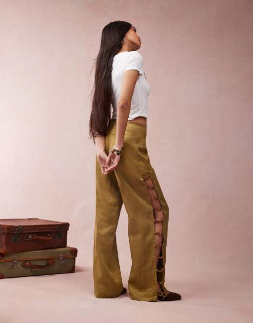 Tia Tie Front Crop Top/Straight Leg Pants Set