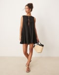 [Vrg Grl] VRG GRL Valeria tie front linen mini dress in black 4 BLACK