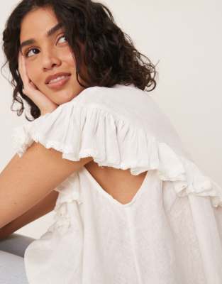 Vrg Grl Viola Linen Short Sleeve Tunic In White