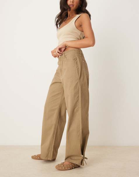 VRG GRL wide leg tailored trousers in khaki