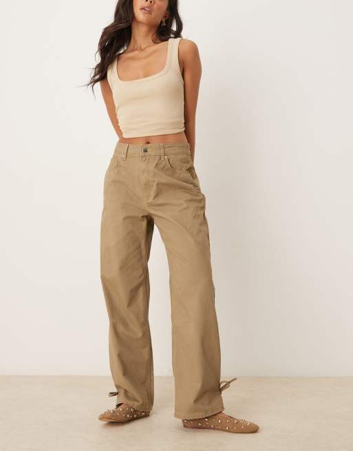 VRG GRL wide leg tailored trousers in khaki, 3 of 5