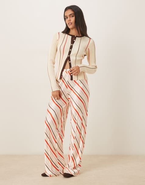 VRG GRL wide leg trousers in multi stripe