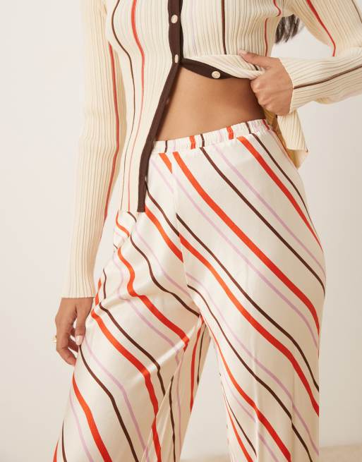 VRG GRL wide leg trousers in multi stripe, 2 of 5