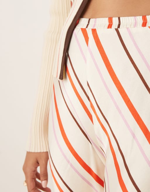 VRG GRL wide leg trousers in multi stripe, 4 of 5