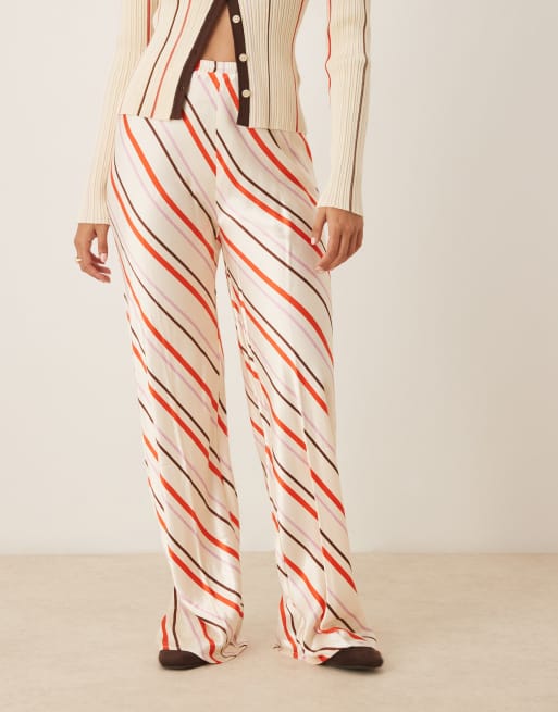 VRG GRL wide leg trousers in multi stripe, 5 of 5