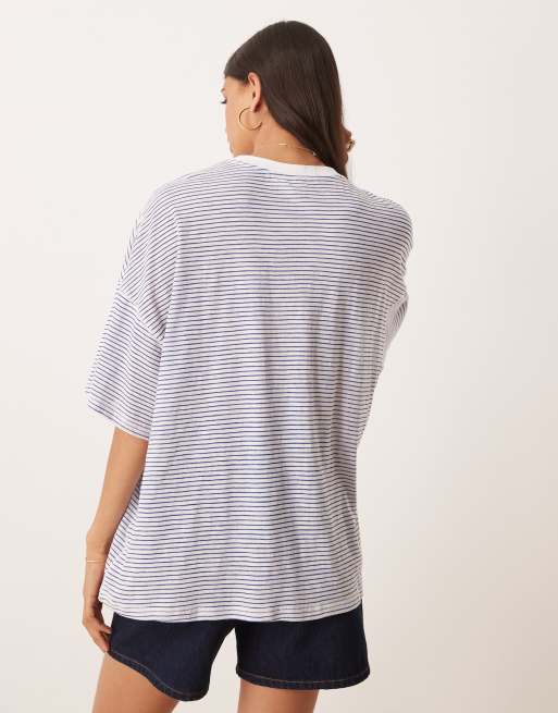 VRG GRL willow oversized striped t-shirt in blue