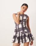 [Vrg Grl] VRG GRL Zak sketch print mini shift dress in blue and white 14 Blue/white