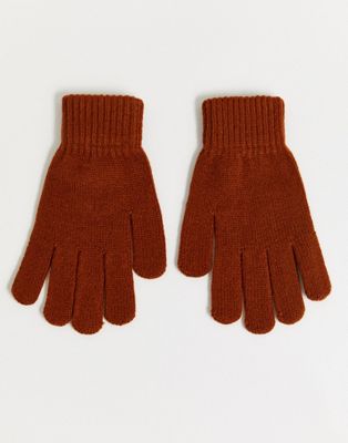 фото Вязаные перчатки красно-бурого цвета svnx-оранжевый 7x