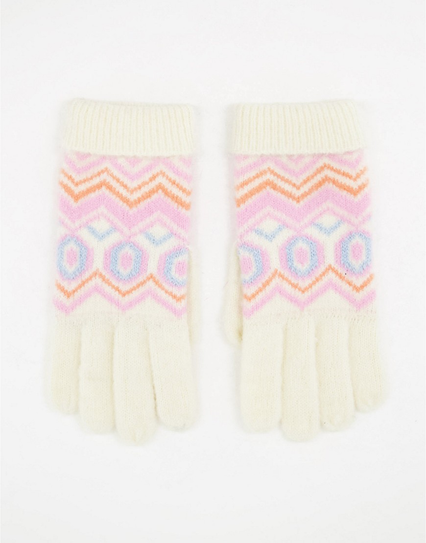 фото Вязаные перчатки кремового цвета с узором фэйр-айл boardmans-светло-бежевый цвет