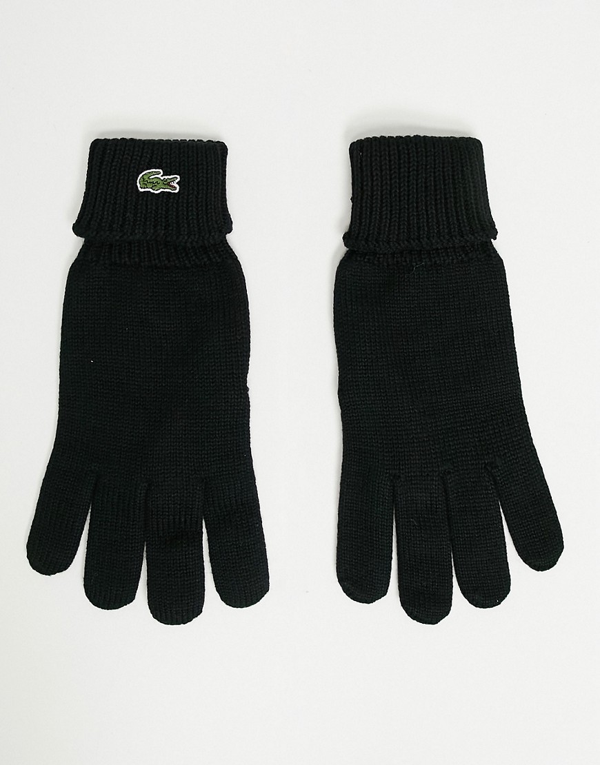 фото Вязаные перчатки с логотипом lacoste-черный цвет