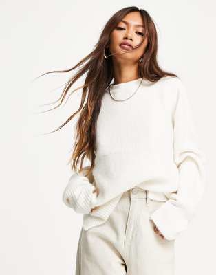 Вязаный джемпер с круглым вырезом Topshop-Белый