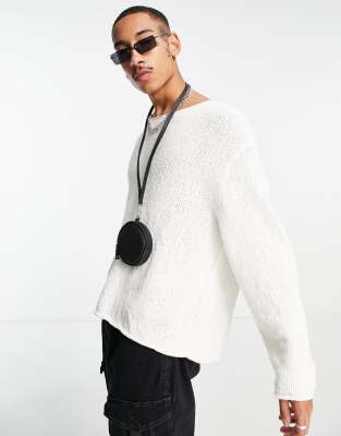  Вязаный фактурный oversized-джемпер цвета экрю ASOS DESIGN-Белый