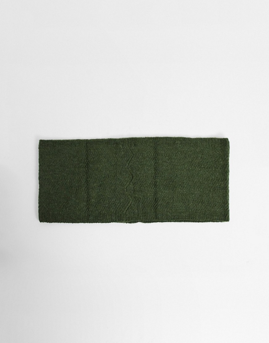 Вязаный шарф-снуд цвета хаки Pieces-Зеленый