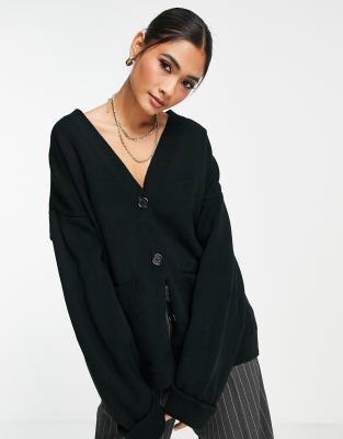 фото Вязаный свитшот-кардиган в стиле oversized черного цвета topshop-черный цвет