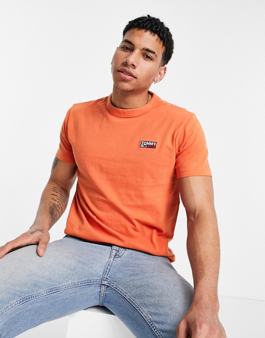 фото Выбеленная футболка с логотипом tommy jeans-оранжевый цвет