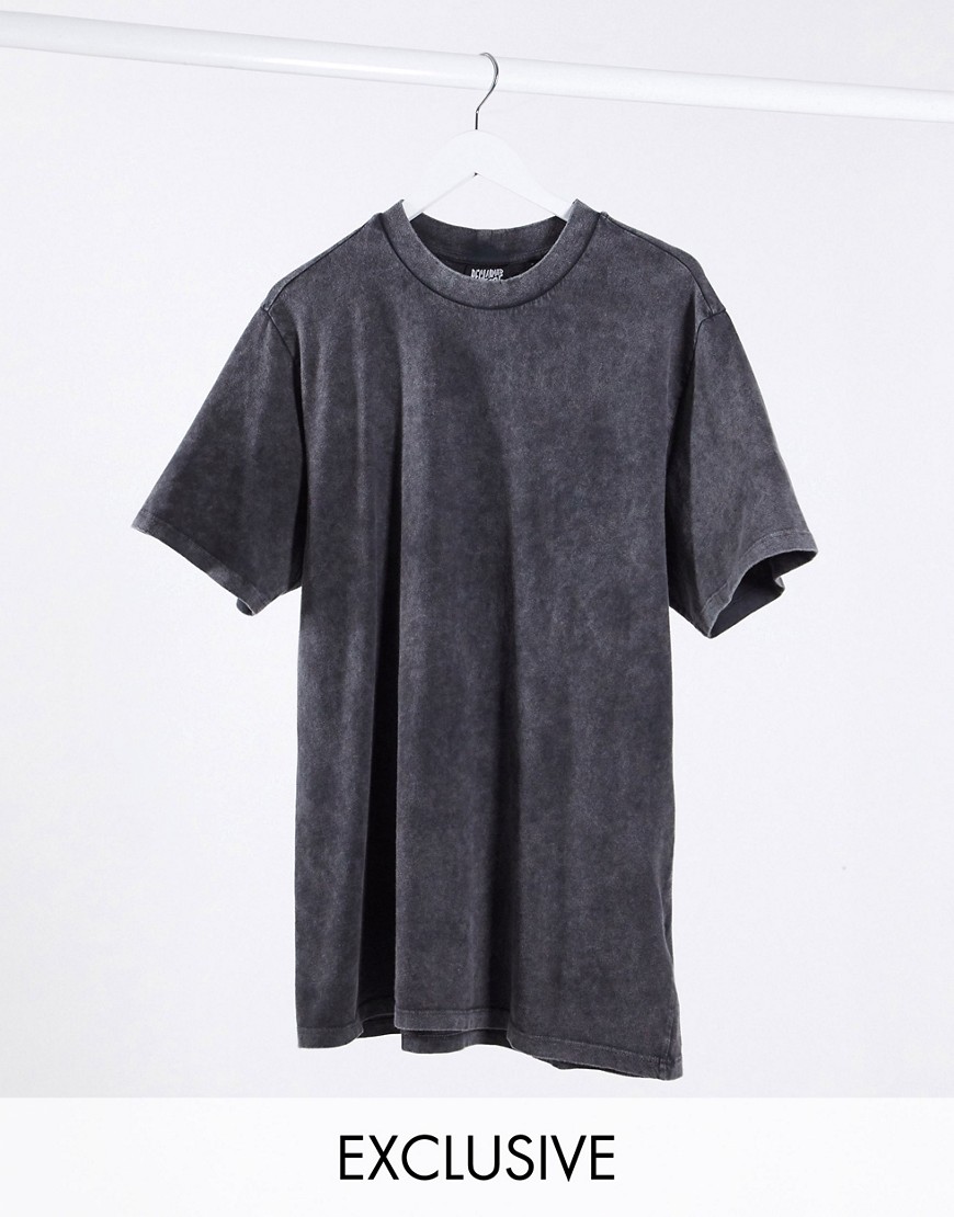 фото Выбеленное темно-серое свободное платье-футболка reclaimed vintage inspired-серый