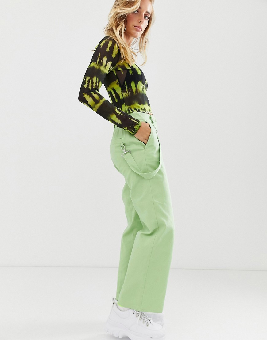 фото Выбеленные брюки прямого кроя asos design-зеленый
