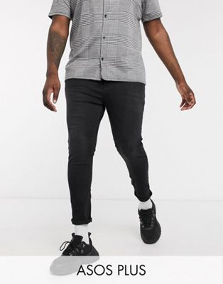 фото Выбеленные черные джинсы с напылением asos design plus-черный
