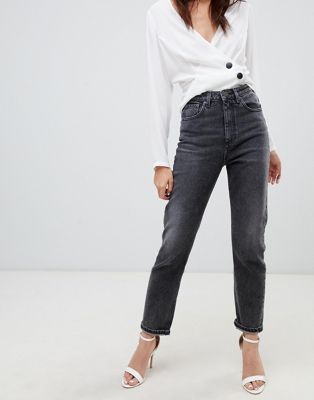 Прямые широкие джинсы женские с высокой посадкой