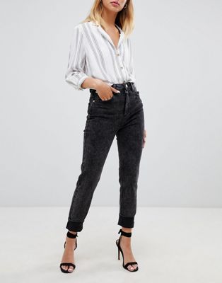 фото Выбеленные черные узкие джинсы в винтажном стиле с завышенной талией asos design farleigh-черный