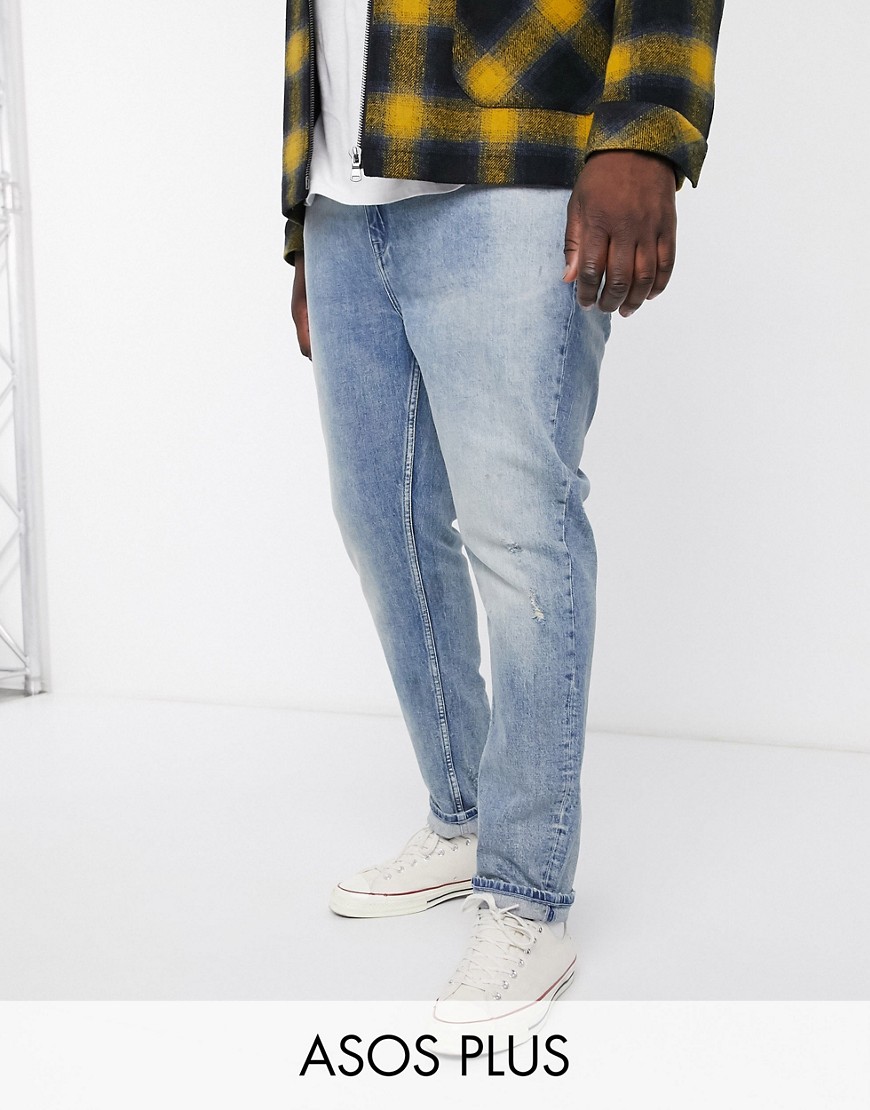 фото Выбеленные джинсы скинни asos design plus-синий