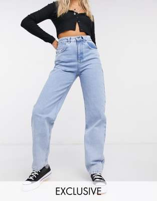   Asos Выбеленные джинсы светлого цвета в винтажном стиле 90-х Reclaimed Vintage Inspired-Синий