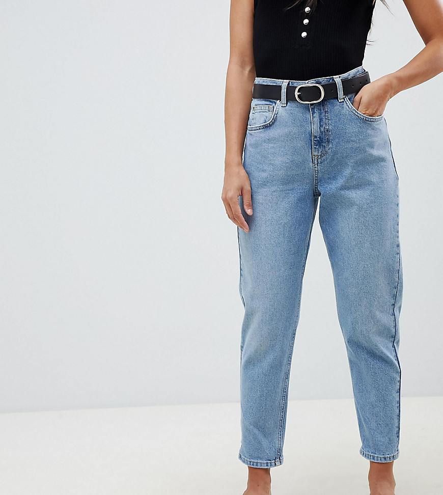 фото Выбеленные джинсы в винтажном стиле с завышенной талией miss selfridge petite-синий