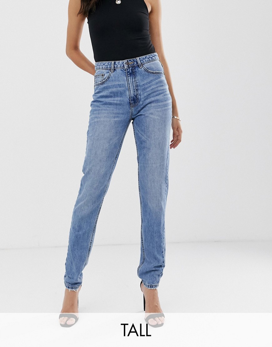 фото Выбеленные джинсы в винтажном стиле с завышенной талией vero moda tall-синий