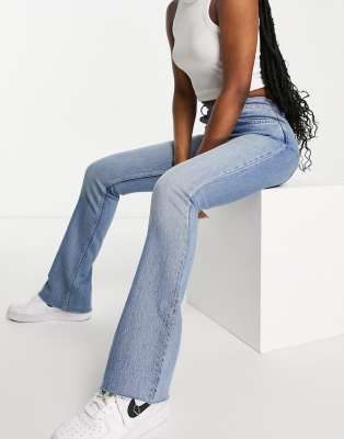  Выбеленные расклешенные джинсы с завышенной талией в стиле 70-х ASOS DESIGN-Голубой