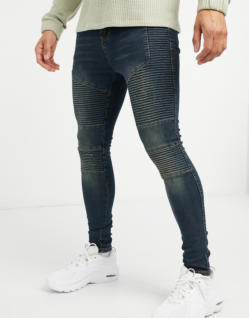 фото Выбеленные синие джинсы скинни в байкерском стиле good for nothing-голубой
