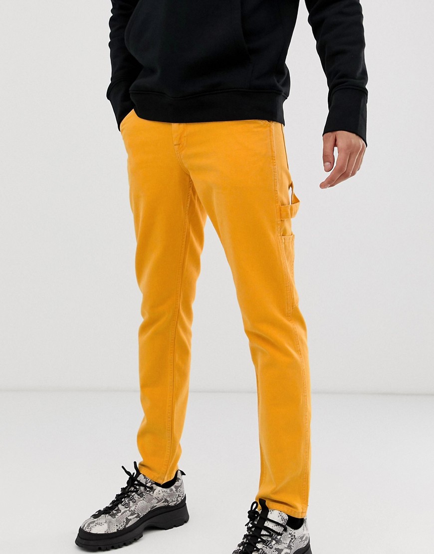 фото Выбеленные узкие джинсы неоново-оранжевого цвета asos design-оранжевый