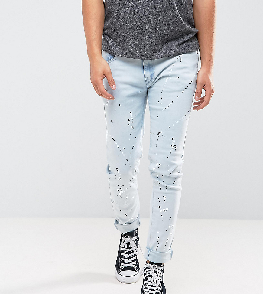 фото Выбеленные зауженные джинсы с принтом liquor n poker-синий