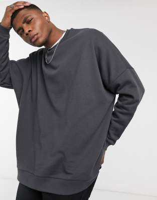 фото Выбеленный черный свитшот в стиле extreme oversized asos design