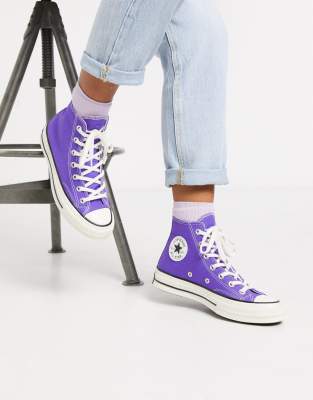 фото Высокие фиолетовые кеды converse chuck '70-фиолетовый