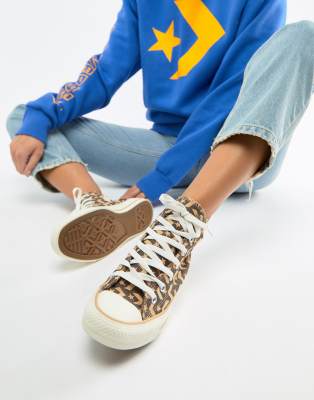 фото Высокие кеды bershka x converse letter-коричневый