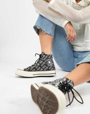 фото Высокие водонепроницаемые кеды с логотипом converse x gortex chuck 70-черный цвет