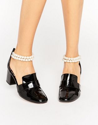 loafers with pearls on heel