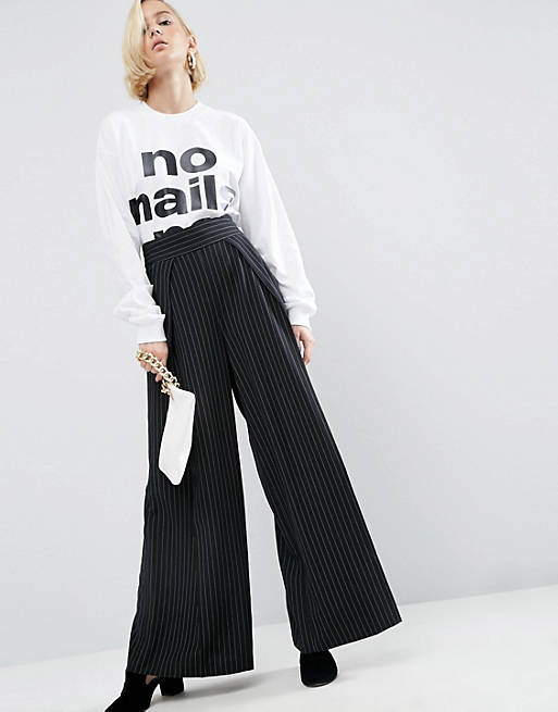WAH LONDON x ASOS Relaxed Tailored Pant In Pinstripe