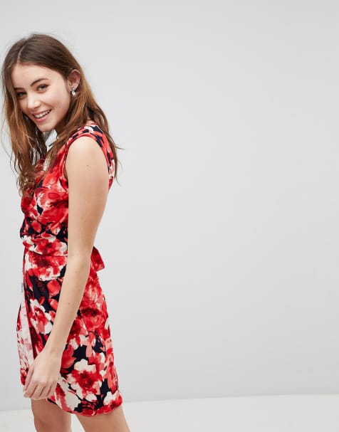 Wal G Bardot Midi Dress In Rust Floral Print