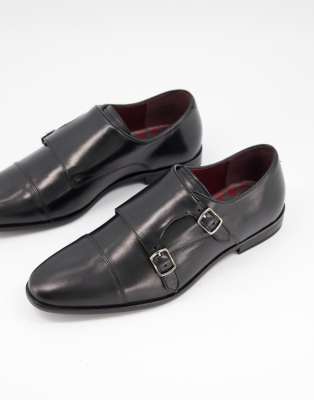 Walk London alfie monk shoes in black leather