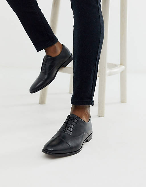 Walk London alfie toe cap oxford shoes in black leather | ASOS