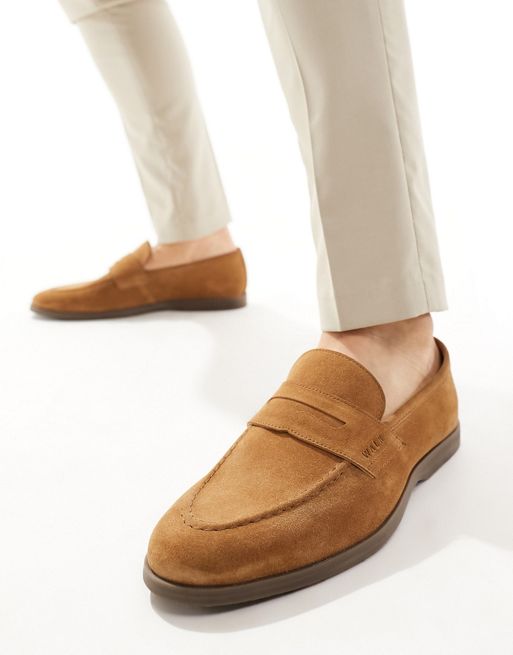  Walk London Angelo saddle loafers in tan suede