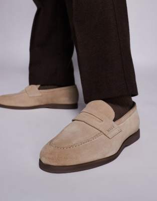 Angelo - Wildleder-Loafer in Steinbeige mit Steg-Detail-Braun Braun 40