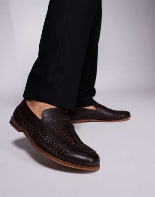 Walk London Arrow penny loafers in brown leather