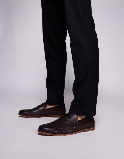 Walk London Arrow penny loafers in brown leather
