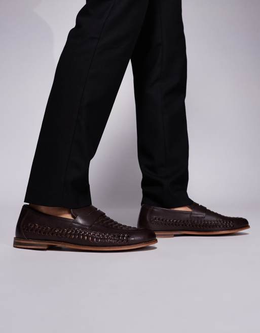 Walk London Arrow penny loafers in brown leather